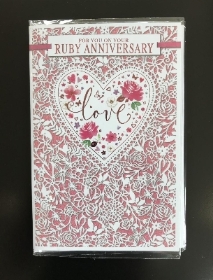For You On Your Ruby Wedding Anniversary   Card